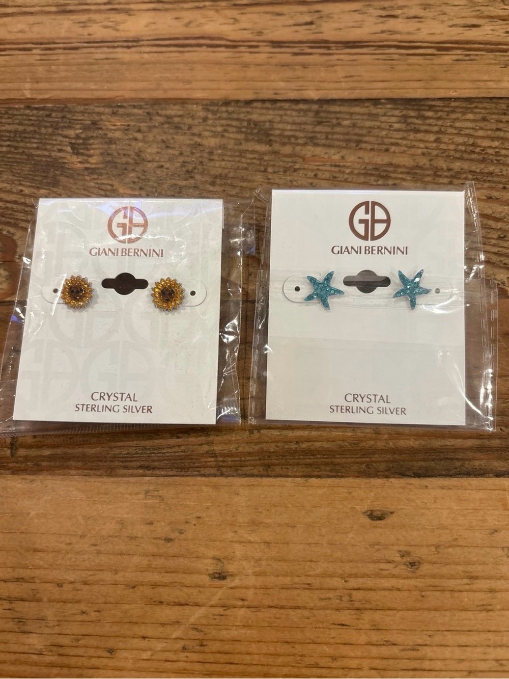 Giani Bernini Golden Amber Crystal Sterling Silver Stud Earrings